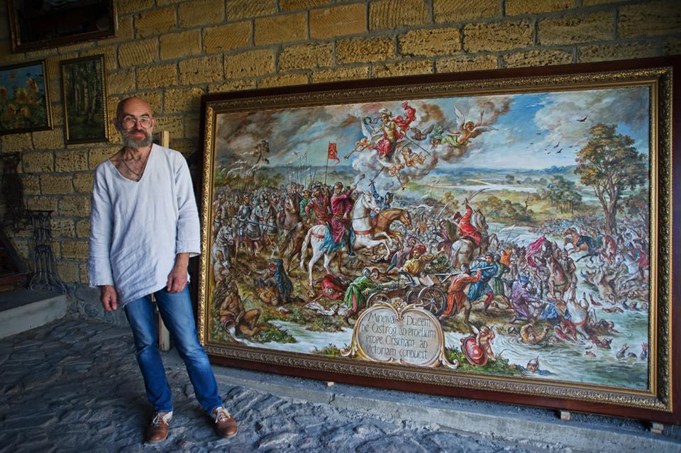 Юрій Нікітін та його батальне полотно, яке було написано до 500-річчя перемоги під Оршею.