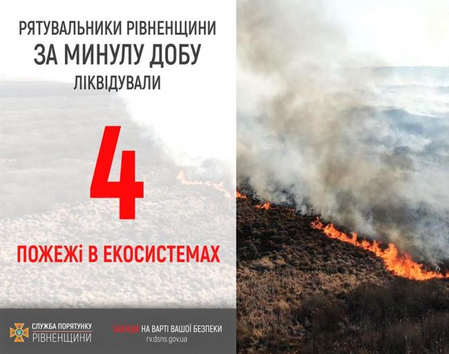 На Рівненщині продовжують палити траву: 4 пожежі за добу