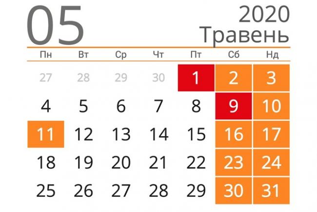 У травні жителі Рівненщини матимуть 12 вихідних, двічі - по три дні поспіль