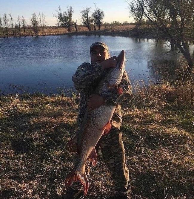 На Рівненщині рибалка упіймав щуку розміром у свій зріст (ФОТОФАКТ)