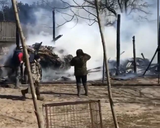 У поліському селі люди гасили пожежу мотопомпами (ВІДЕО)