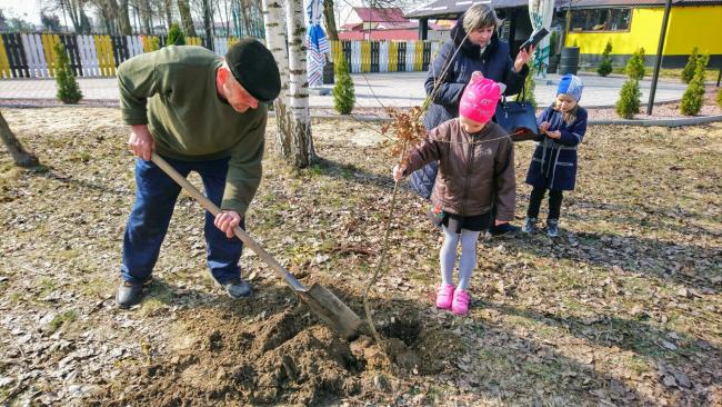 У Володимирці першокласники допомагали садити липи та дуби (ФОТО)
