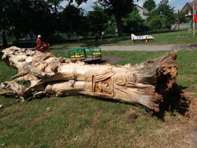 У Дубні в парку впала дерев`яна скульптура (ФОТО)