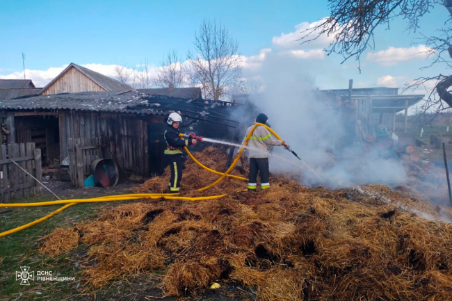 Горіли стіни, дах і солома: у селі на півночі Рівненщини гасили пожежу