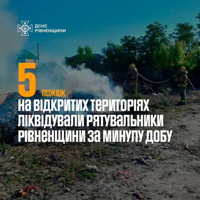 На Рівненщині 5 разів за добу люди підпалювали траву і сміття
