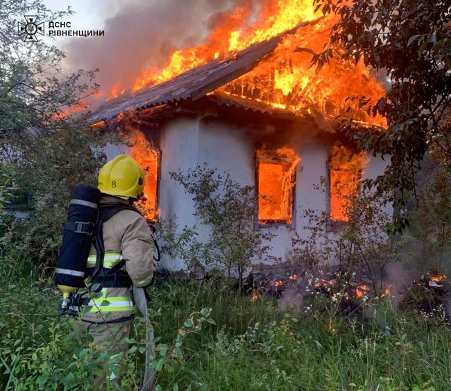 Семеро рятувальників гасили будинок у селі на Поліссі
